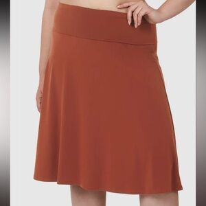 Zenana Dark Rust ITY  A-Line Fit & Flare  Skirt
